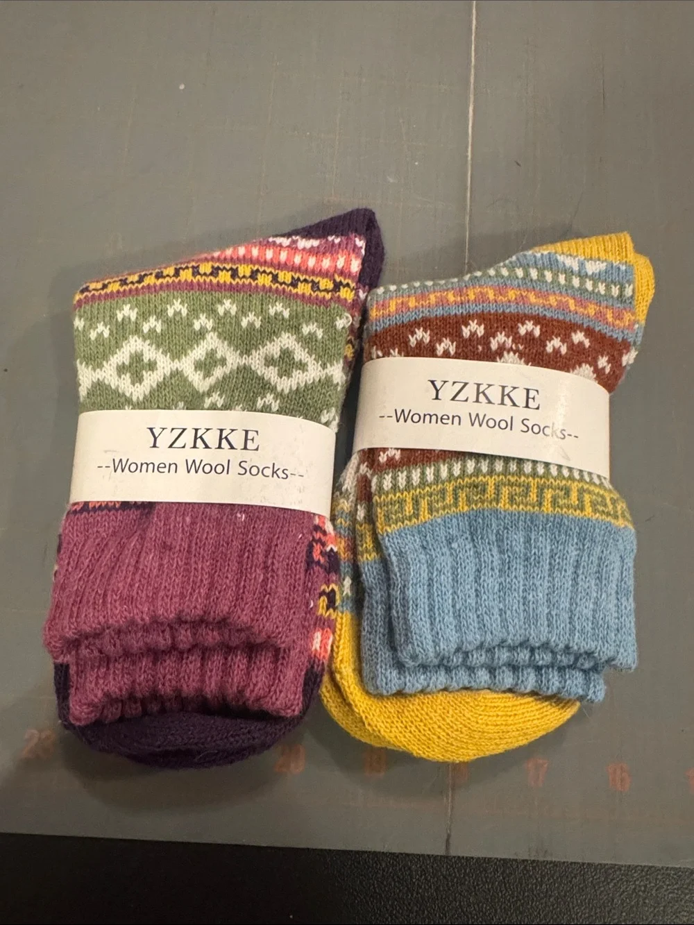YZKKE Women Wool Socks - Multicolor Fair Isle  2 Pair